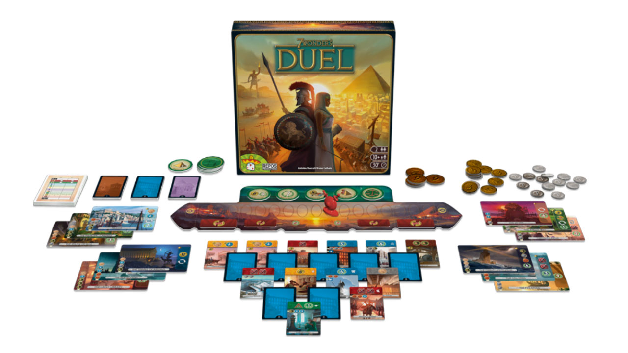 7 Wonders Duel components | Source: rprod.com