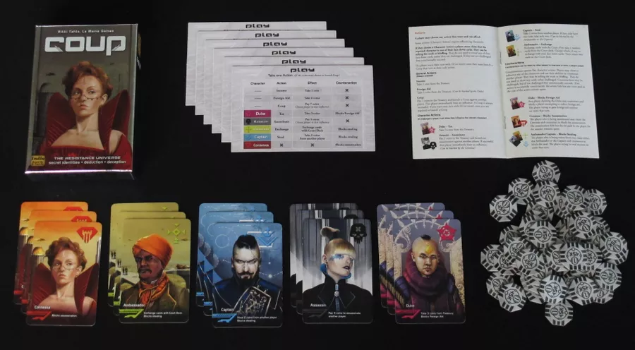 Coup (2012) board game components