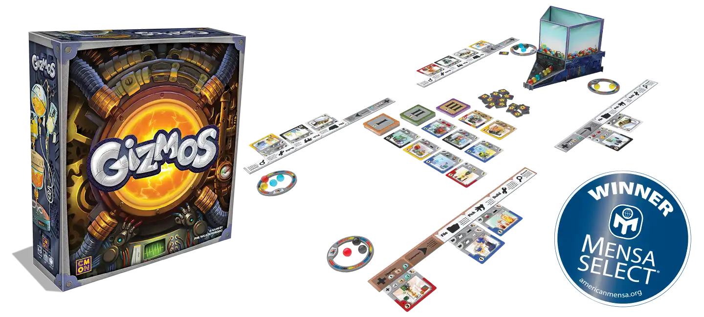 Gizmos (2018) board game components