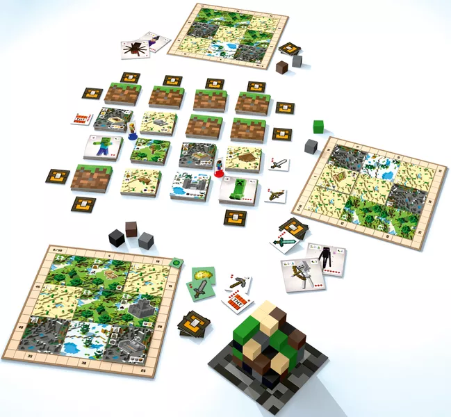 Minecraft: Builders & Biomes (2019) board game components