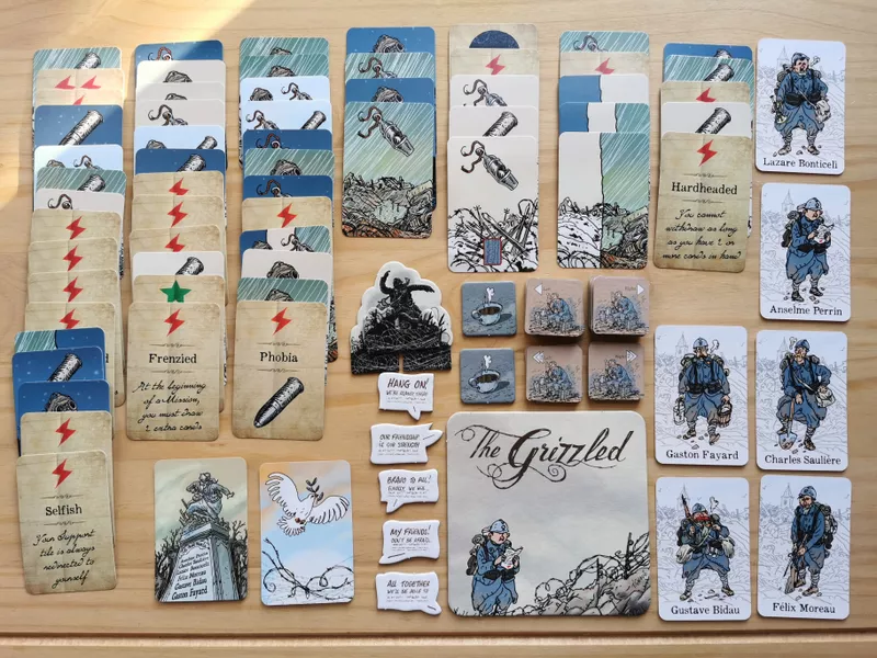 The Grizzled (2015) board game components