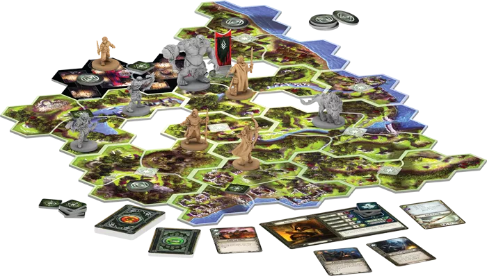 The Lord of the Rings: Journeys in Middle-Earth (2019) board game components