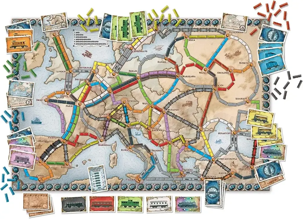 Ticket to Ride: Europe board game setup