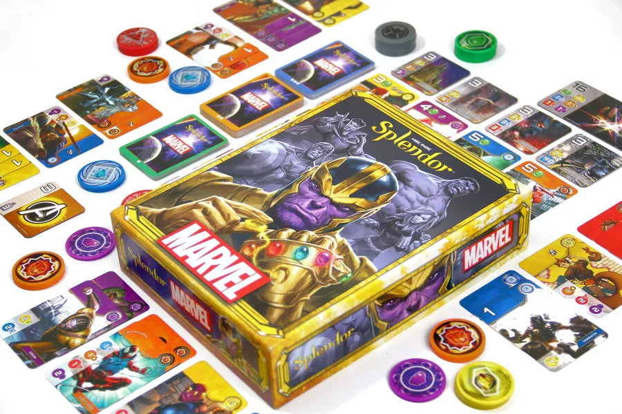 Splendor: Marvel (2020) board game components
