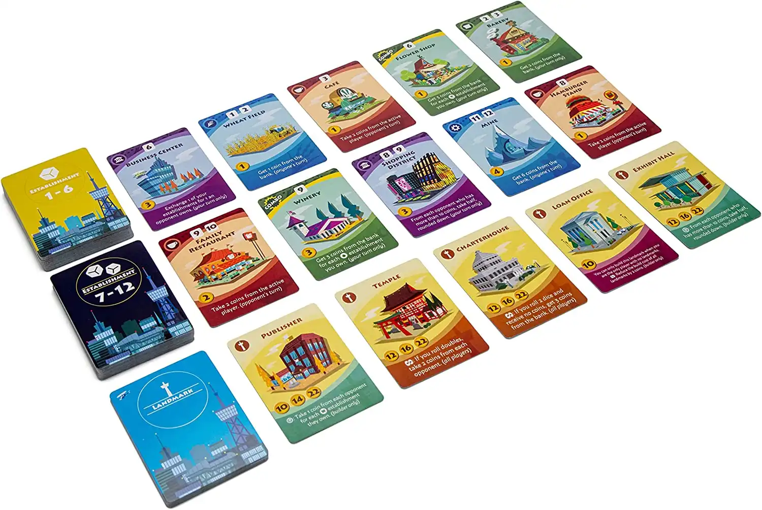 Machi Koro 2 (2021) building cards | Source: Pandasaurus Game