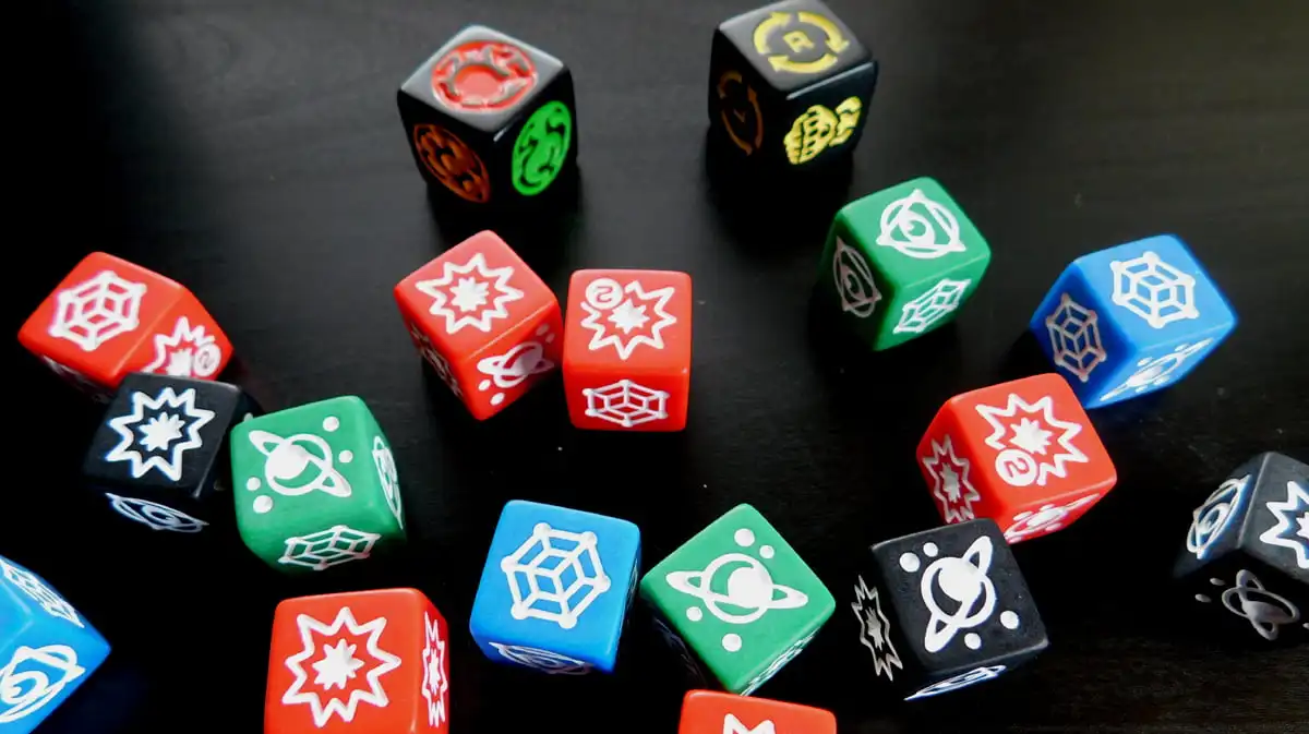Thanos Rising: Avengers Infinity War (2018) board game dices | Source: Picture by Logan Giannini