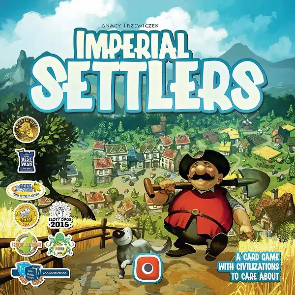 Imperial Settlers (2014) board game front cover | Source: Portal Games