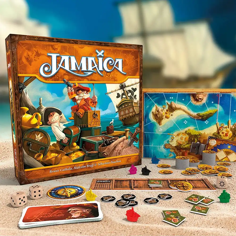 Jamaica (2007) board game components | Source: Space Cowboys