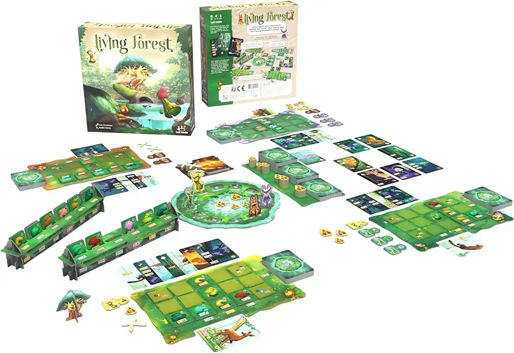 Living Forest (2021) board game components | Source: Ludonaute