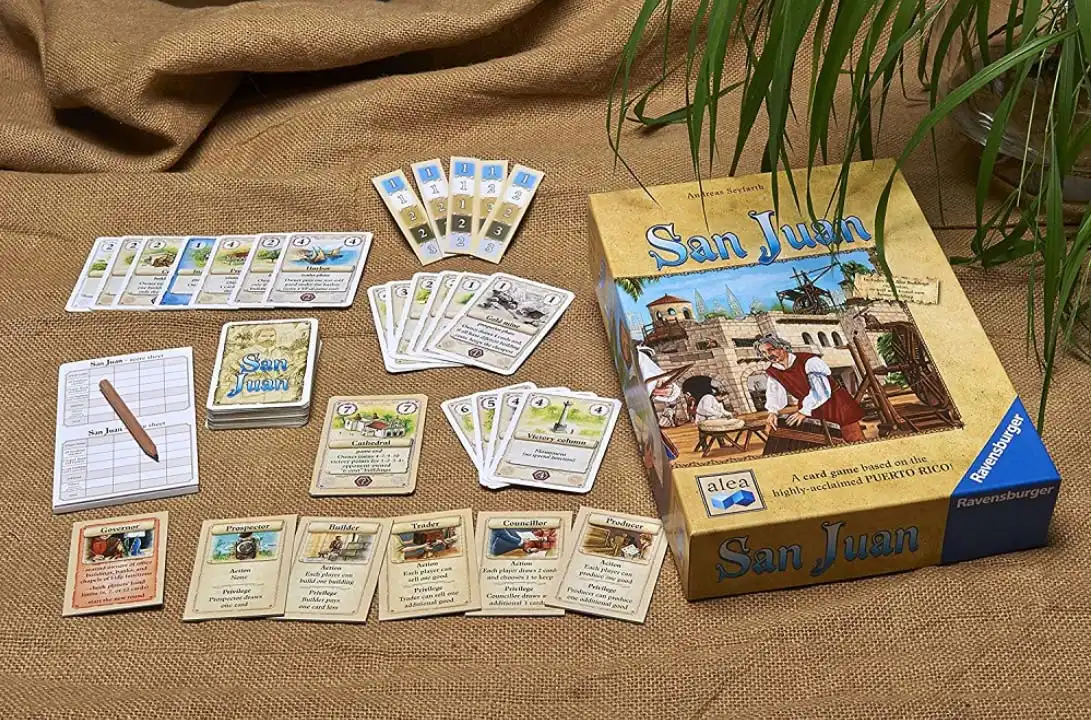 San Juan (Second Edition) (2014) components | Source: Ravensburger