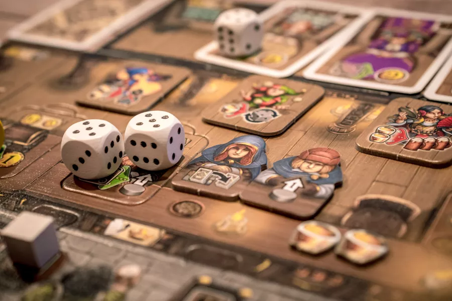 The Taverns of Tiefenthal (2019) board game close-up | Source: Uploaded by Cookie Monster on Board Game Geek