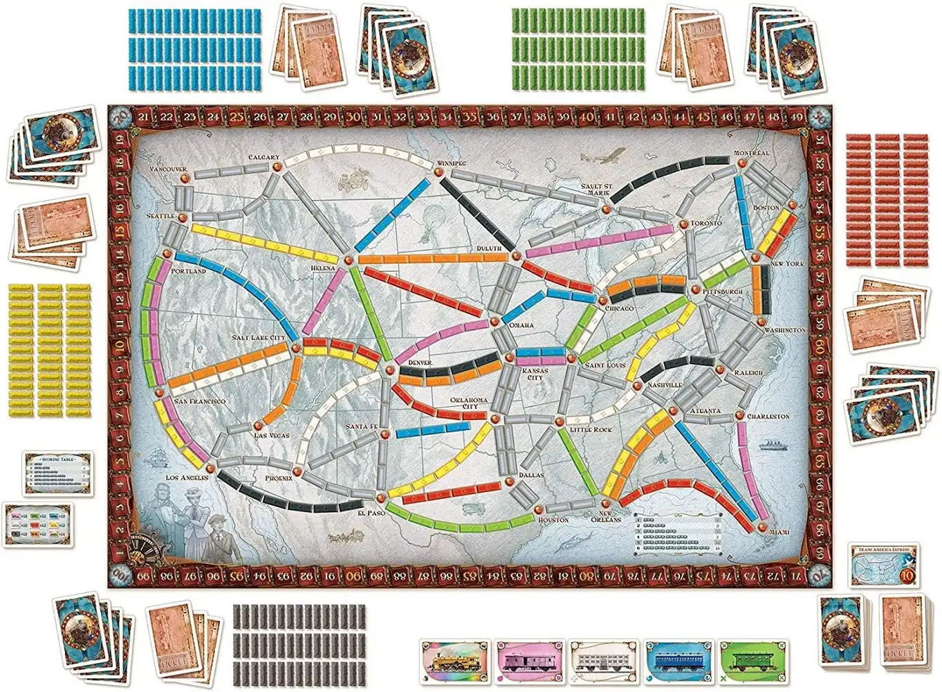 Ticket to Ride (2004) board game components | Source: Days of Wonder