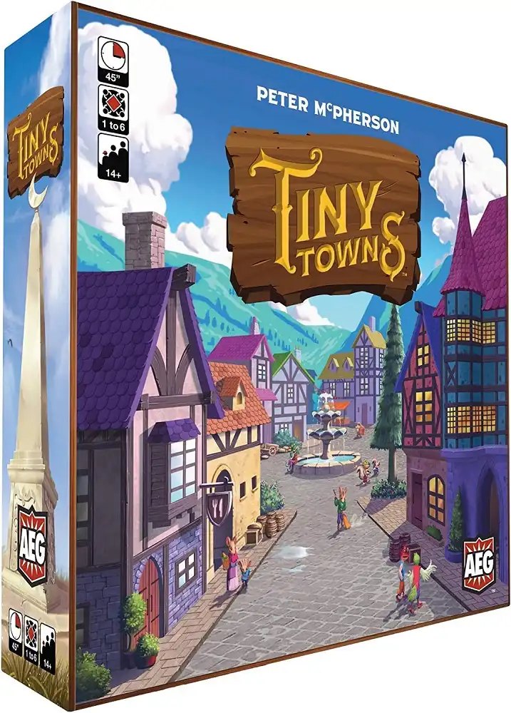 Tiny Towns (2019) board game box | Source: Alderac Entertainment Group