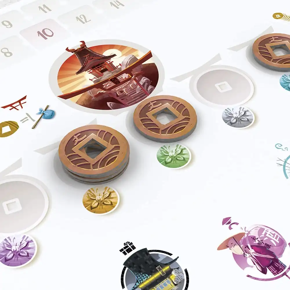 Tokaido (2012) board game coins | Source: Funforge