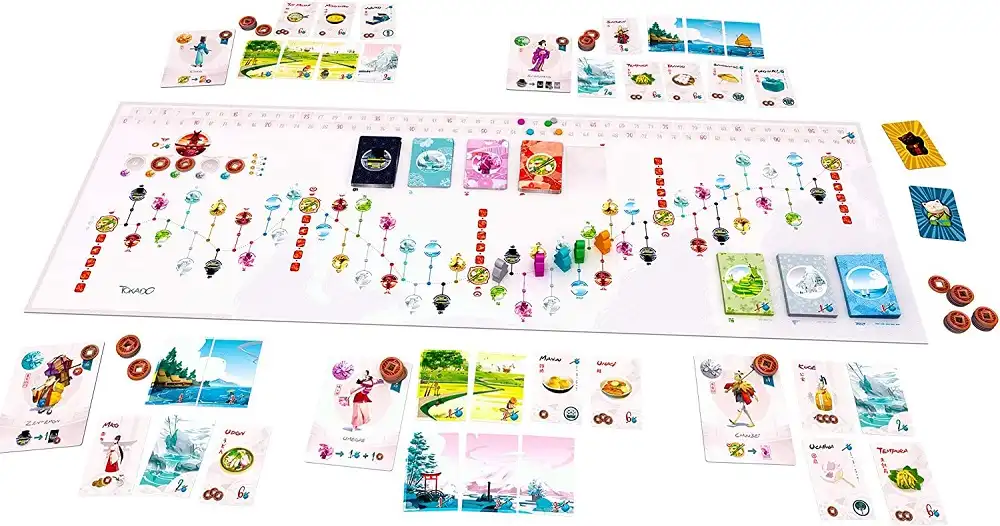 Tokaido (2012) board game components | Source: Funforge