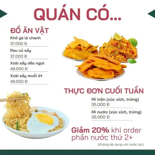Menu đồ ăn vặt của Gameology Hub