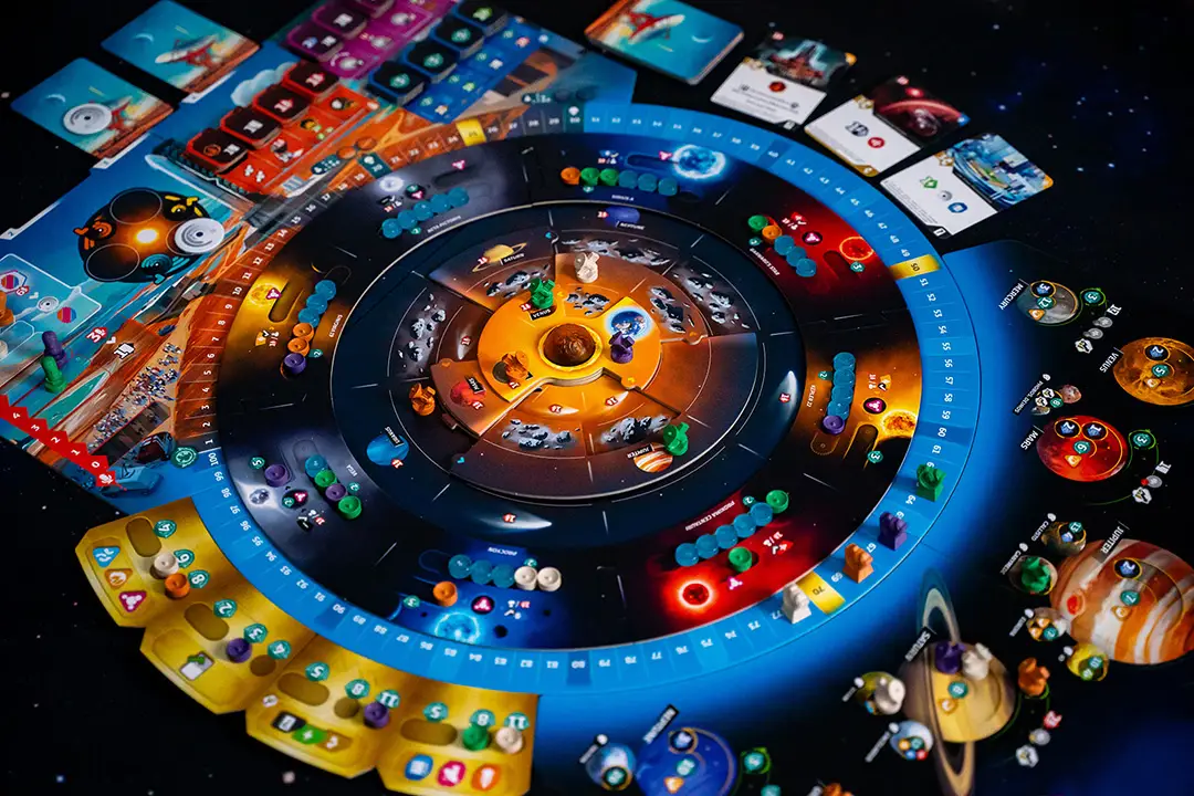 Close up of the SETI board game | Source: czechgames.com