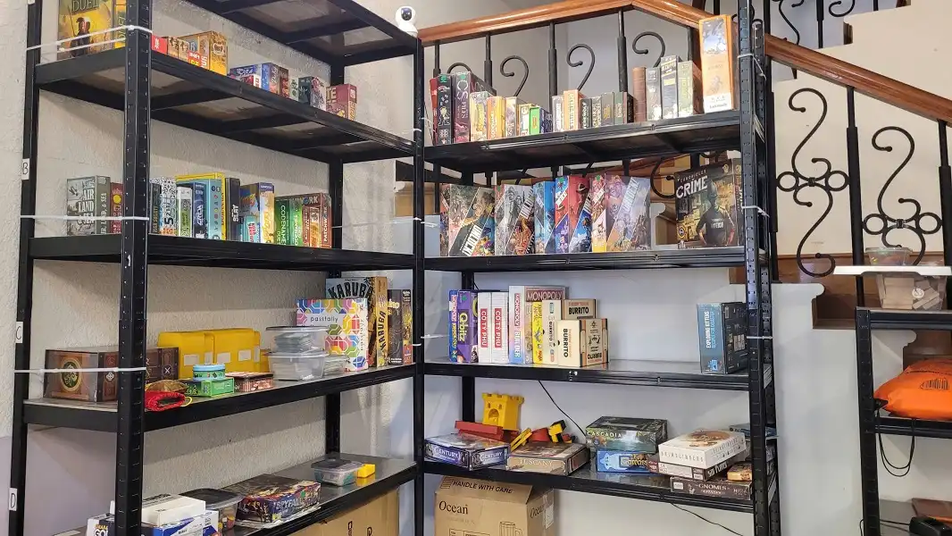 Secodn Game shelf of CYA board game coffee shop in Da Nang